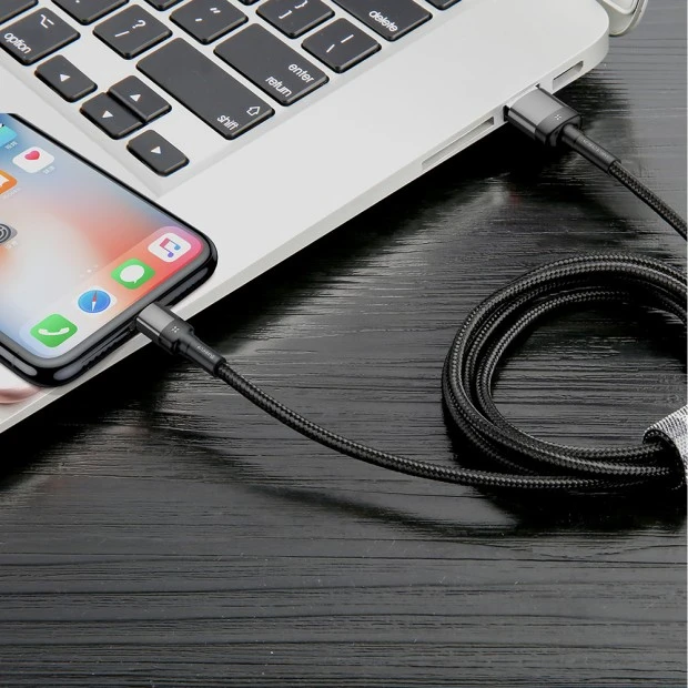 USB-кабель Baseus Cafule Special Edition 2.4A (1м) (Lightning) (Чорний) CALKLF-GG1