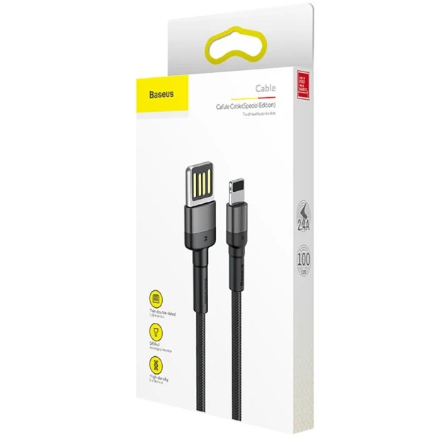 USB-кабель Baseus Cafule Special Edition 2.4A (1м) (Lightning) (Чорний) CALKLF-GG1