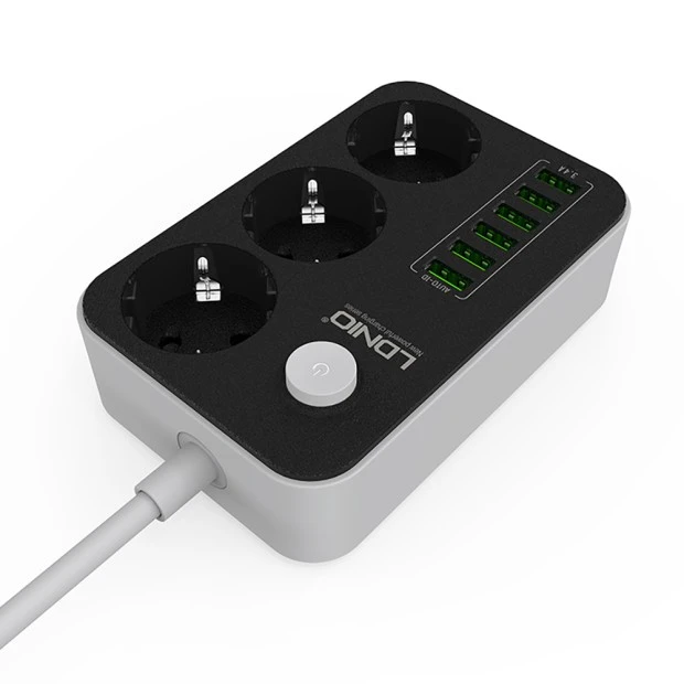 Сетевой удлинитель LDNIO SE3631 (6 USB, 3.4A, 3 розетки)