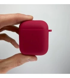 Чохол для навушників Full Silicone Case з мікрофіброю для Apple AirPods (рожево-..
