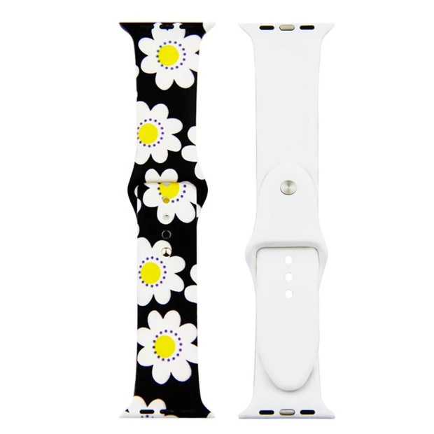Ремешок Print Apple Watch Silicone 42 / 44 mm (Black Chamomille)
