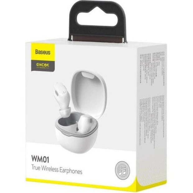 Бездротові навушники-гарнітура вакуумні Baseus Bowie Encok WM01 Plus (Білі)