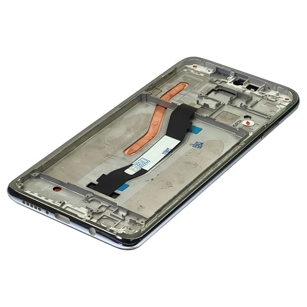 Дисплей для Xiaomi Redmi Note 8 Pro с чёрным тачскрином и серебристой корпусной рамкой