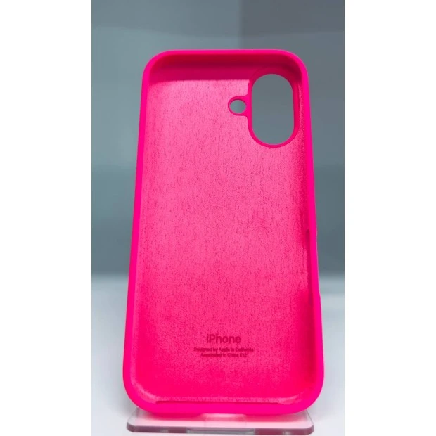 Силіконовий оригінальний круглий чохол для Apple iPhone 16 (31) кольору «Barbie Pink».