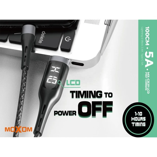 USB-кабель Moxom MX-CB39 (Type-C) LED Button (Чёрный)