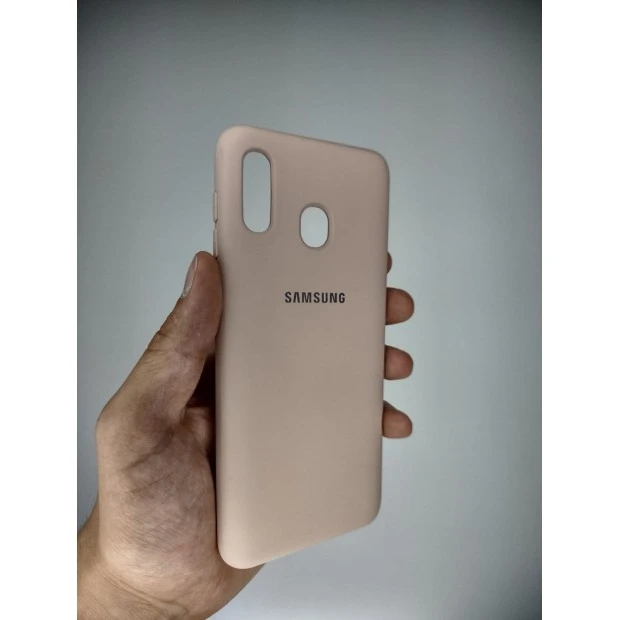 Силикон Original Logo Samsung Galaxy A20 / A30 (2019) (Пудровый)
