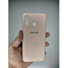Силикон Original Logo Samsung Galaxy A20 / A30 (2019) (Пудровый)