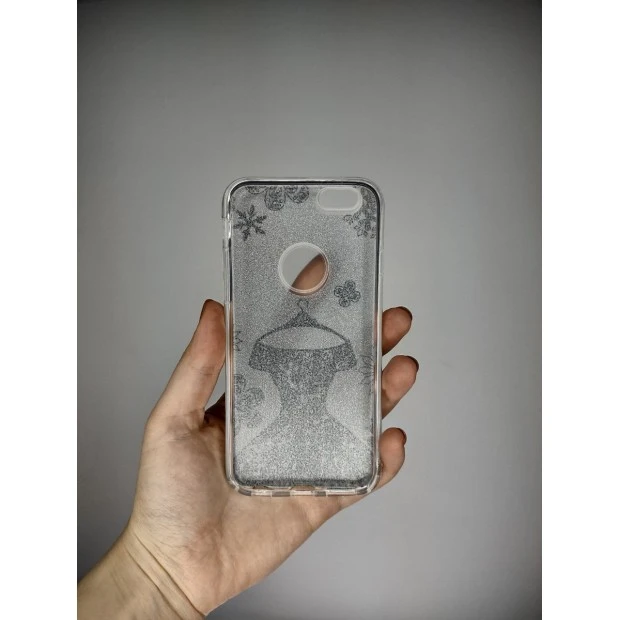 Силіконовий чохол з глітером для iPhone 6 / 6s (Срібний блиск 01)