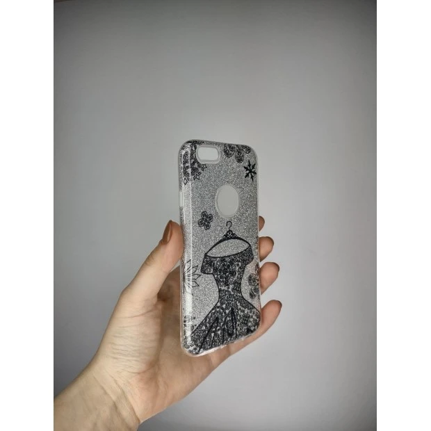 Силіконовий чохол з глітером для iPhone 6 / 6s (Срібний блиск 01)