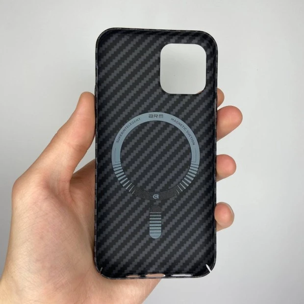 Чехол-накладка Carbon MagSafe для Apple iPhone 12 / 12 Pro (Чёрный)