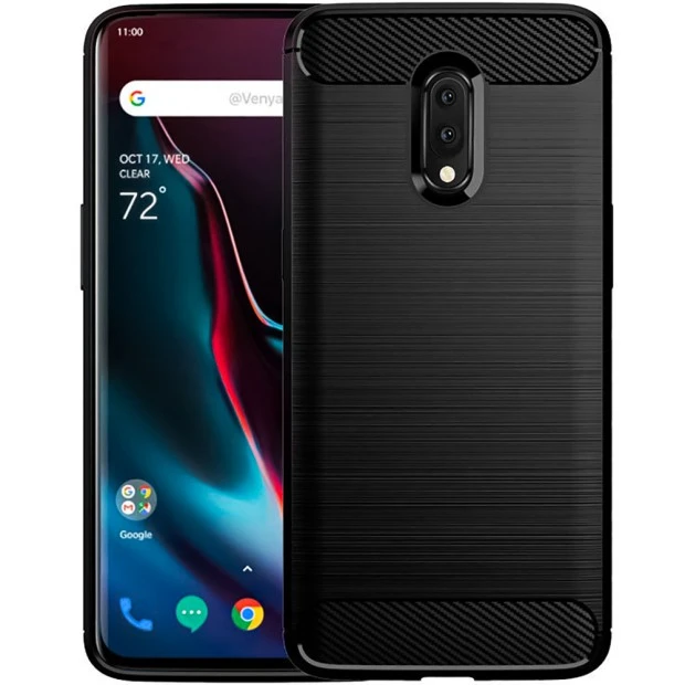 Силиконовый чехол Polished Carbon OnePlus 7 (чёрный)