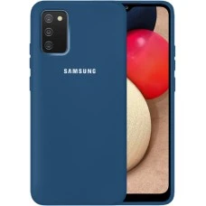 Силіконова оригінальна 360 чохол з логотипом для Samsung Galaxy A02S (2020) (Кобальт)