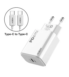 СЗУ-адаптер Moxom HC-25 PD 3.0 QC 3.0 + Type-C-кабель (Белый)