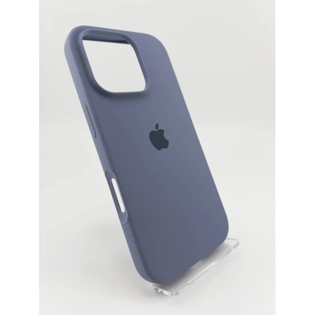 Силіконовий оригінальний чохол круглої форми для Apple iPhone 16 Pro (42) у кольорі Shadow Blue.