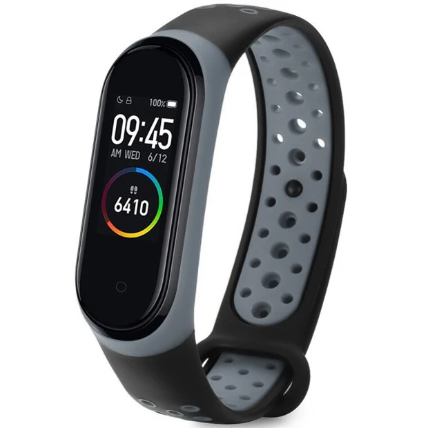 Ремешок Nike Style Xiaomi Mi Band 3 / Mi Band 4 (Чёрно-серый)