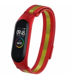 Ремешок Milanese Loop Color Xiaomi Mi Band 3 / Mi Band 4 (Красно-золотой)