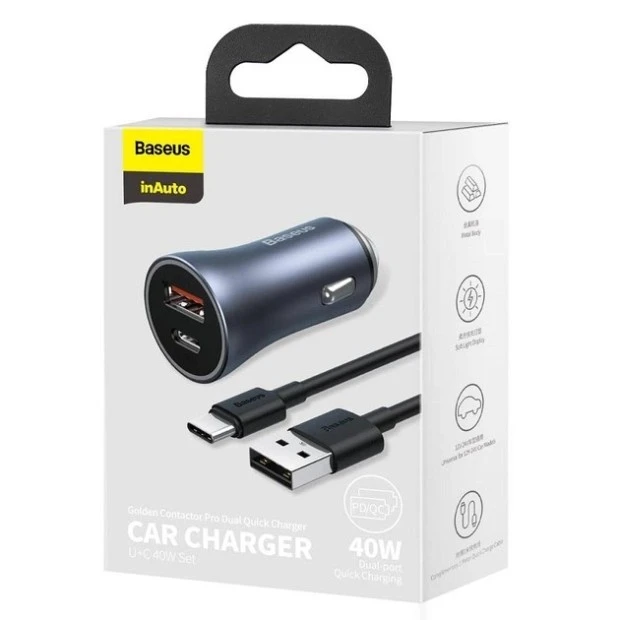 АЗУ-адаптер Baseus Digital Display TZCCJD-B0G 140W (USB / Type-C) +Type-C - Lightning (Dark Gray)