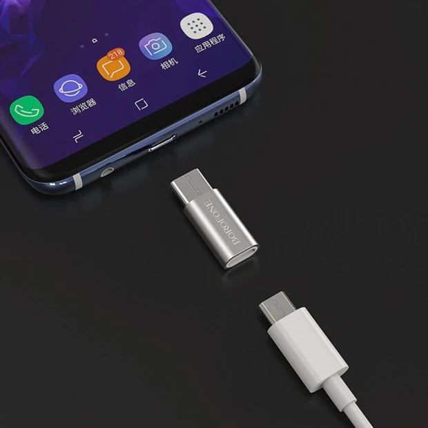 OTG-переходник Borofone BV4 (MicroUSB - Type-C) (Стальной)