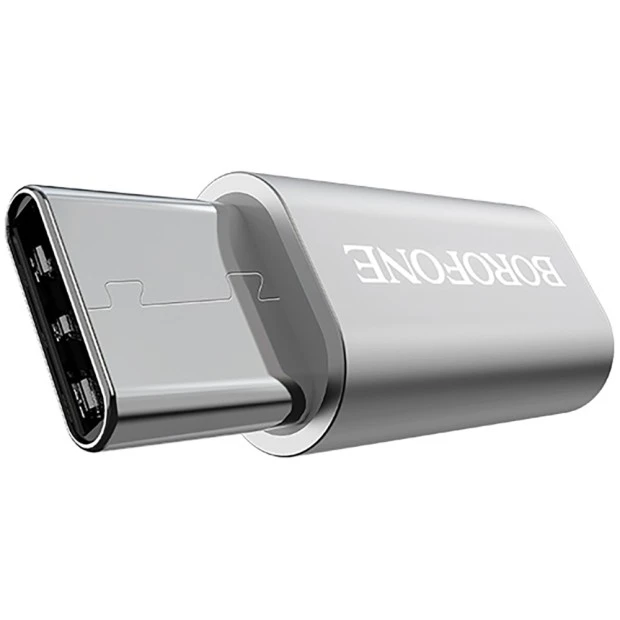 OTG-переходник Borofone BV4 (MicroUSB - Type-C) (Стальной)