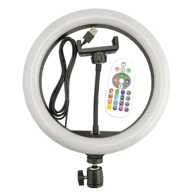 Набор для съемки LED-лампа Pioneer RGB Q10 (26 cm) с пультом (Чёрный)