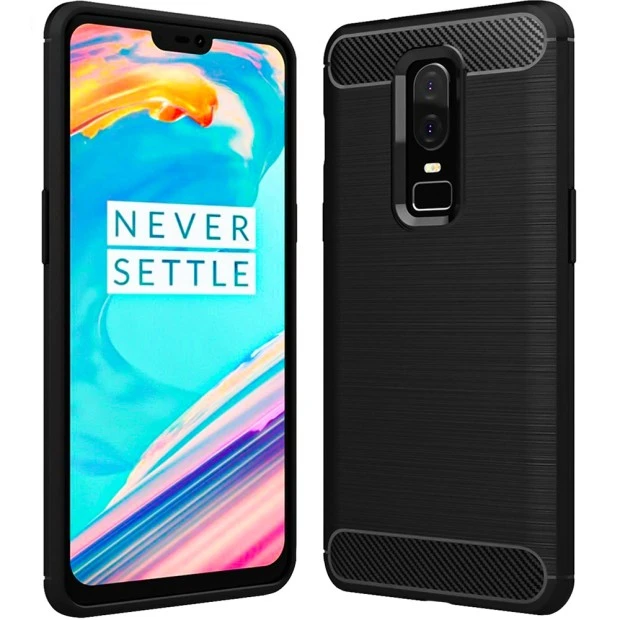 Силиконовый чехол Polished Carbon OnePlus 6 (Чёрный)