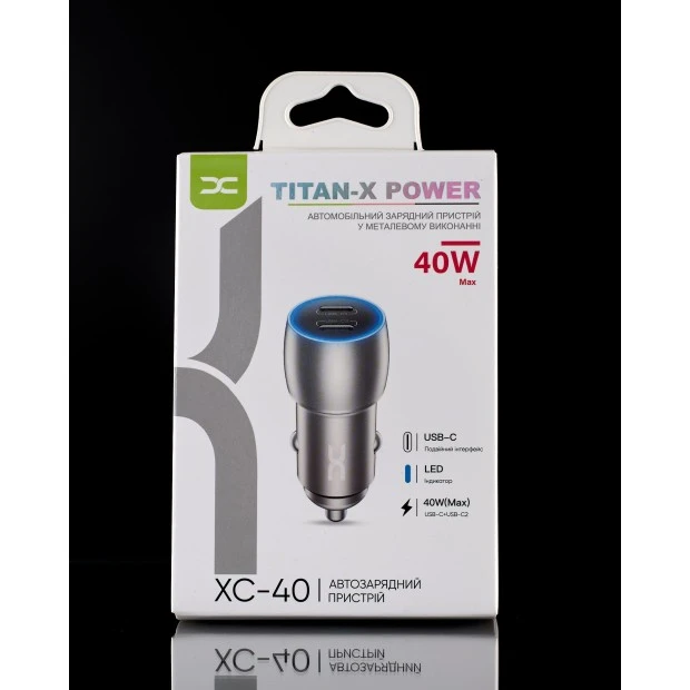 АЗП-адаптер DC XC-40 40W (2Type-C) (Темно-сірий) D