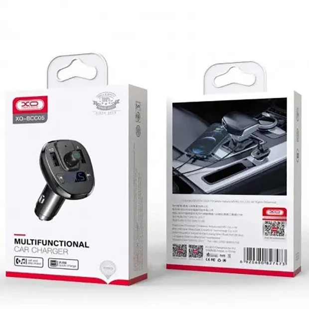 FM - модулятор Bluetooth XO BCC5 2USB 3.1A (Чёрный)
