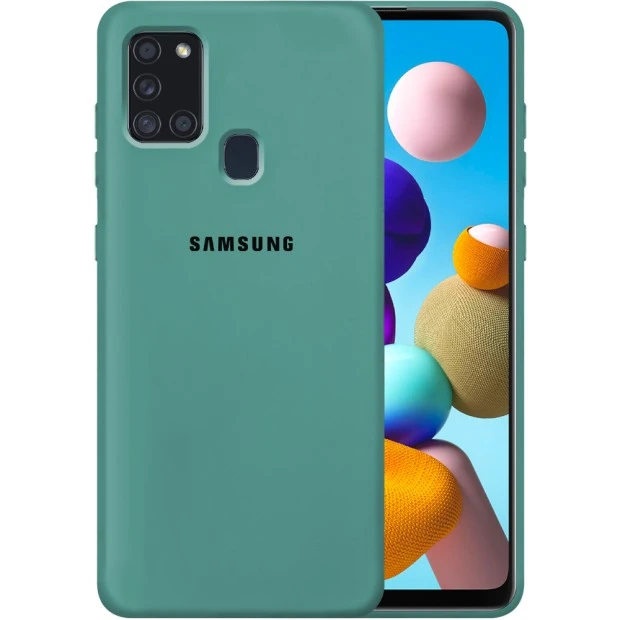 Силикон Original 360 Case Logo Samsung Galaxy A21S (2020) A217 (Тёмно-зелёный)