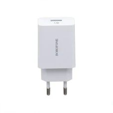 СЗУ-адаптер USB Borofone BA21A QC 3.0 18W + MicroUSB-кабель (Белый)