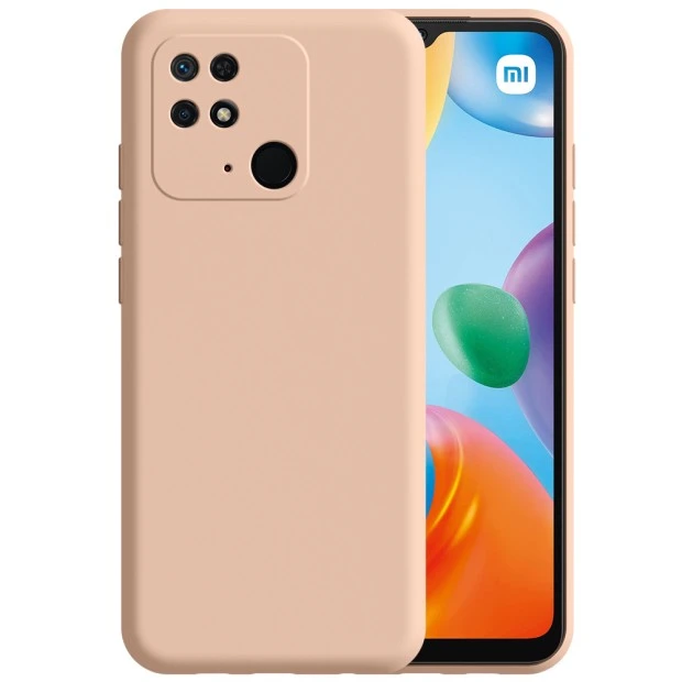 Силіконовий оригінальний чохол 360 для Xiaomi Redmi 10C (ShutCam) (Пудровий)