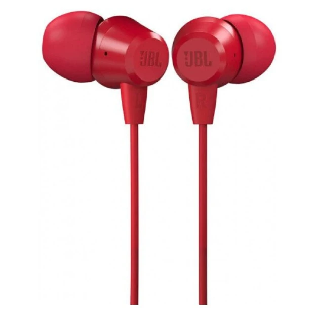 Проводные наушники-гарнитура вакуумные JBL C50HI (Red)