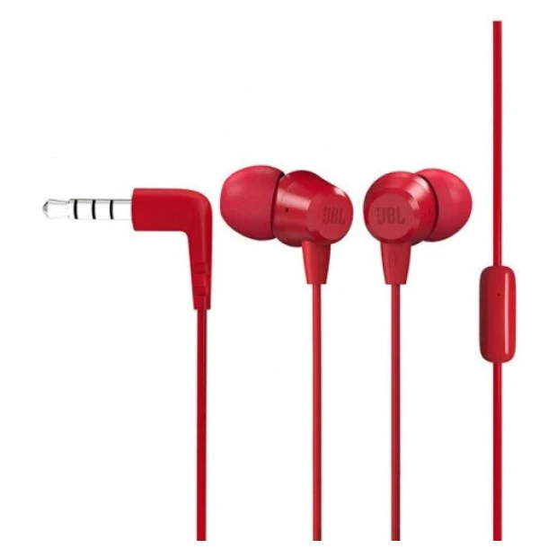 Проводные наушники-гарнитура вакуумные JBL C50HI (Red)