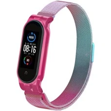 Ремешок Milanese Loop Gradient Xiaomi Mi Band 5 (Розово-бирюзовый)