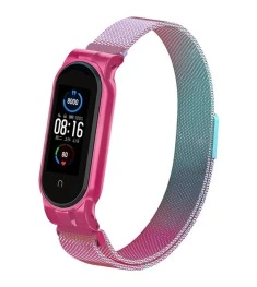 Ремешок Milanese Loop Gradient Xiaomi Mi Band 5 (Розово-бирюзовый)