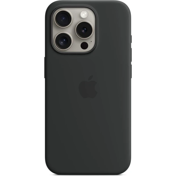 Чохол Silicone Case with MagSafe для Apple iPhone 15 Pro (Чорний) (Оригінал)