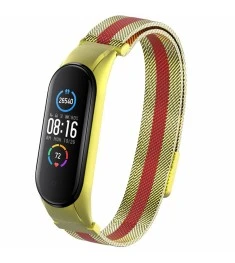 Ремешок Milanese Loop Color Xiaomi Mi Band 5 (Золото-красный)