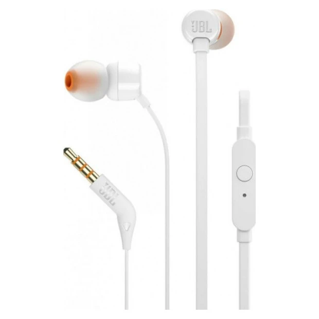 Проводные наушники-гарнитура вакуумные JBL T110 (Белый) JBLT110WHT