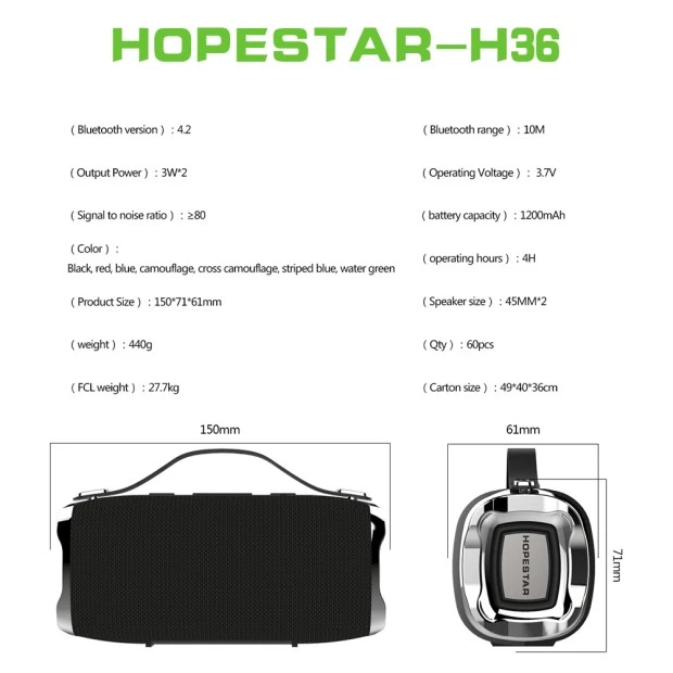 Портативная акустика Hopestar H36 (Black)