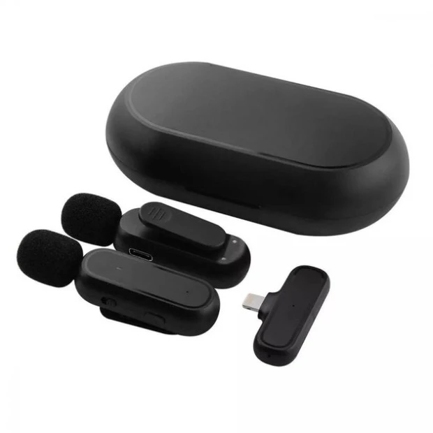 Беспроводной микрофон петличный K63 Dual IOS (Чёрный)