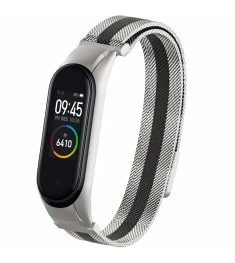 Ремешок Milanese Loop Color Xiaomi Mi Band 3 / Mi Band 4 (Чёрно-стальной)