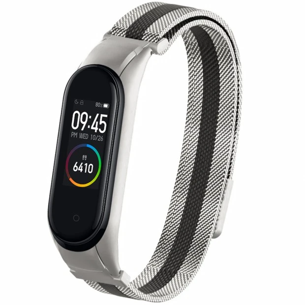 Ремешок Milanese Loop Color Xiaomi Mi Band 3 / Mi Band 4 (Стально-чёрный)
