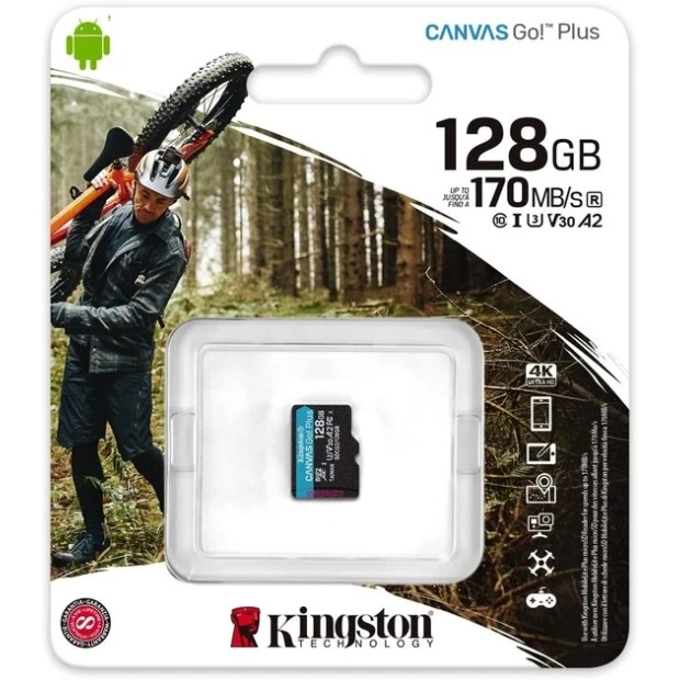 Карта памяти Kingston Canvas Go Plus MicroSDXC 128Gb (UHS-1/U3) (Class 10) (A2) + SD Adapter (SDCG3)