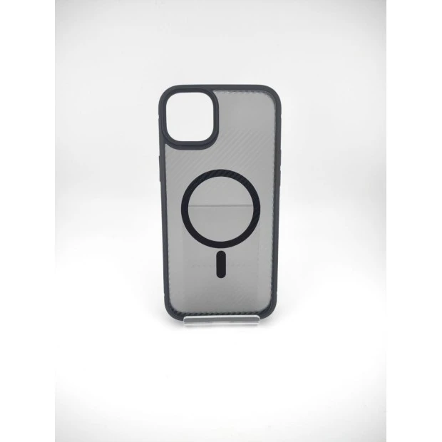 Силіконовий чохол iPaky Carbon Clear з MagSafe для iPhone 15 Plus (чорний)