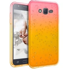 Силикон Rain Gradient Samsung Galaxy J7 (2015) J700 (Розово-желтый)