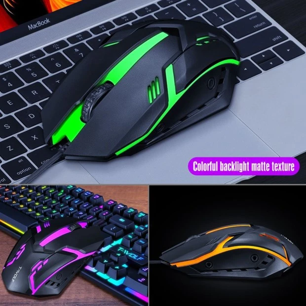 Клавиатура T-Wolf TF200 LED + Мышь (Чёрный)