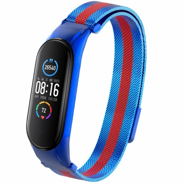 Ремешок Milanese Loop Color Xiaomi Mi Band 5 (Сине-красный)
