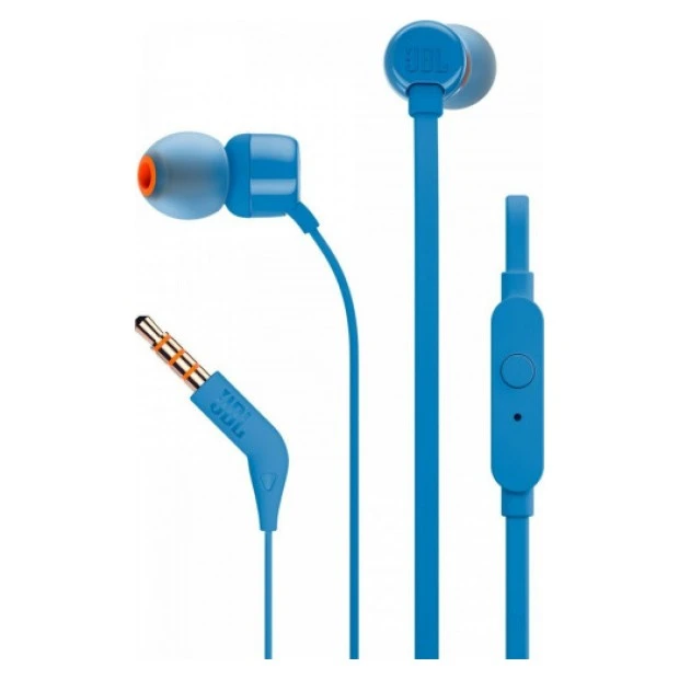 Проводные наушники-гарнитура вакуумные JBL T110 (Синий)