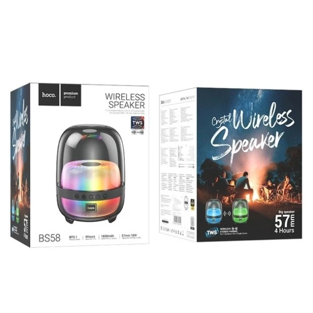 Портативная акустика Hoco BS58 Crystal Colorful Luminous (Black)