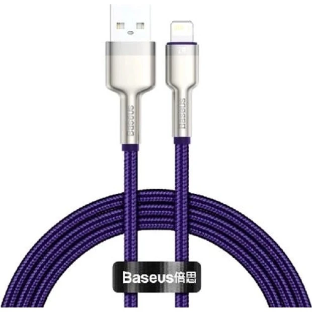 USB-кабель Baseus Cafule Metal Data 2.4A (1m) (Lightning) (Фіолетовий) CALJK-A05