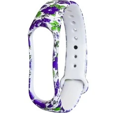 Ремешок Picture Design Xiaomi Mi Band 5 / 6 (Фиолетовые цветы)